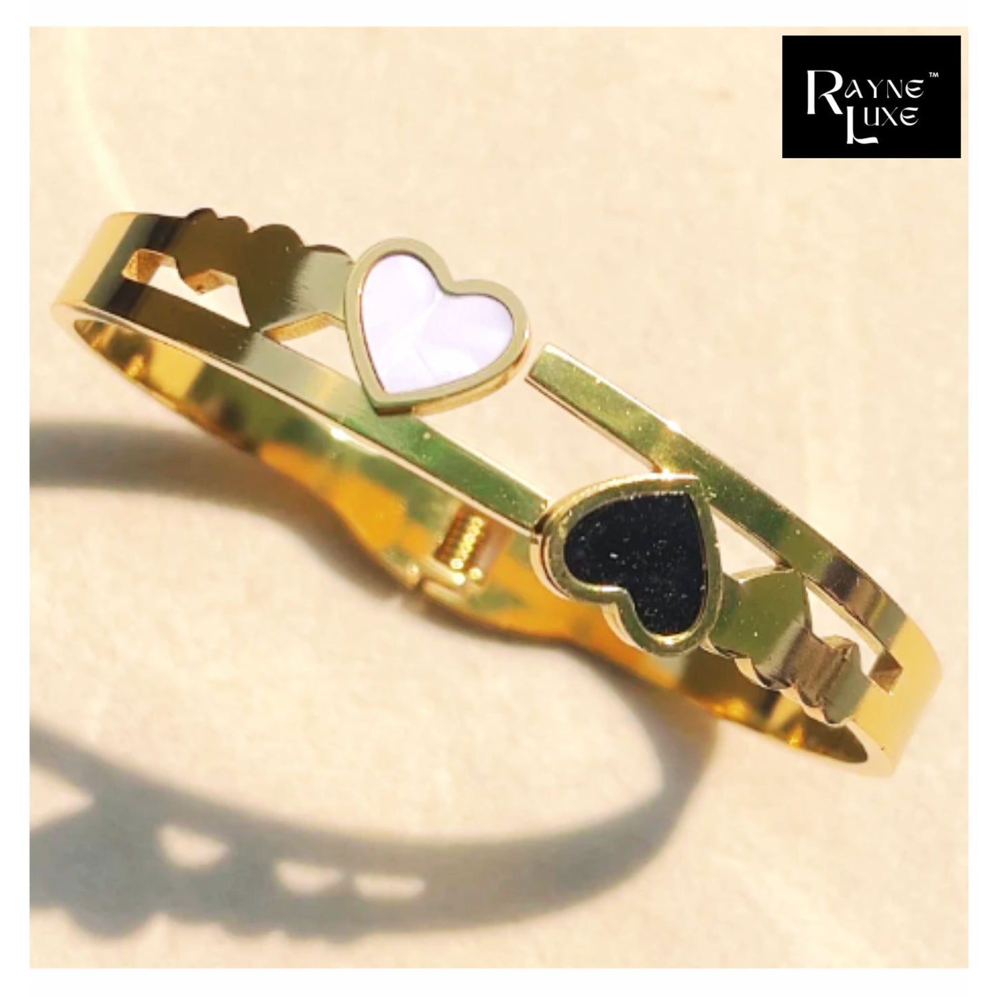 Twin Hearts Love Cuff Bracelet