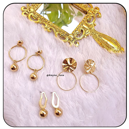 Golden Glam Statement Earrings – Chic & Bold Collection Combo