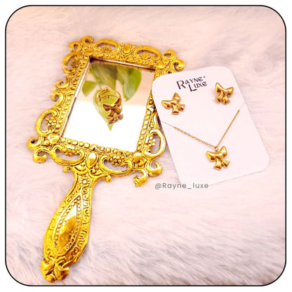 Charming Bow Necklace, Earrings & Ring Set