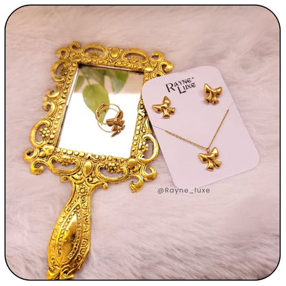 Charming Bow Necklace, Earrings & Ring Set