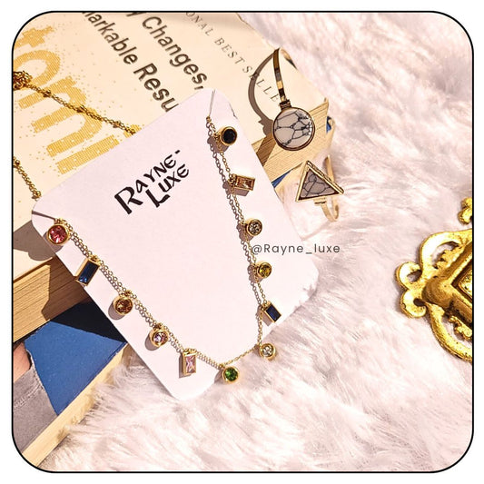 Celestial Charm Gold-Plated Multi-Gem Necklace Bracelet Combo