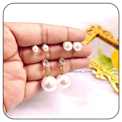 Plated Pearl Elegance Earring Set (3 Pairs)