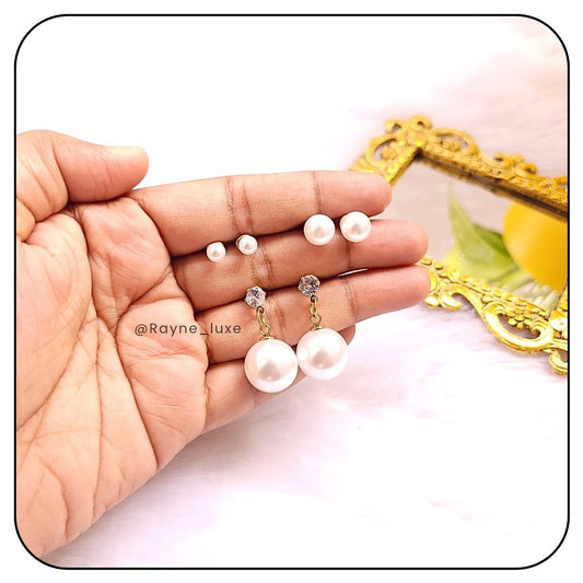 Plated Pearl Elegance Earring Set (3 Pairs)