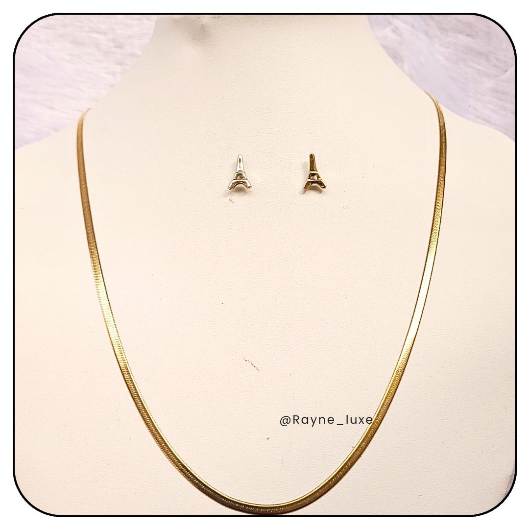 "Parisian Elegance" Snakechain Necklace Set | Eiffel-Inspired Glamour