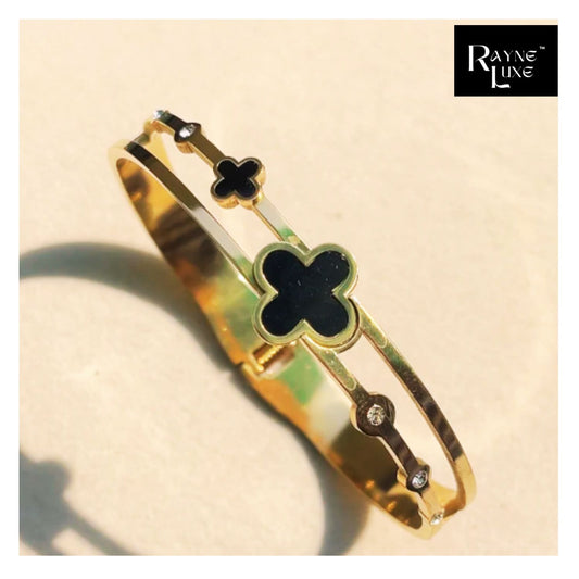 Luxe Clover Charm Cuff Bracelet